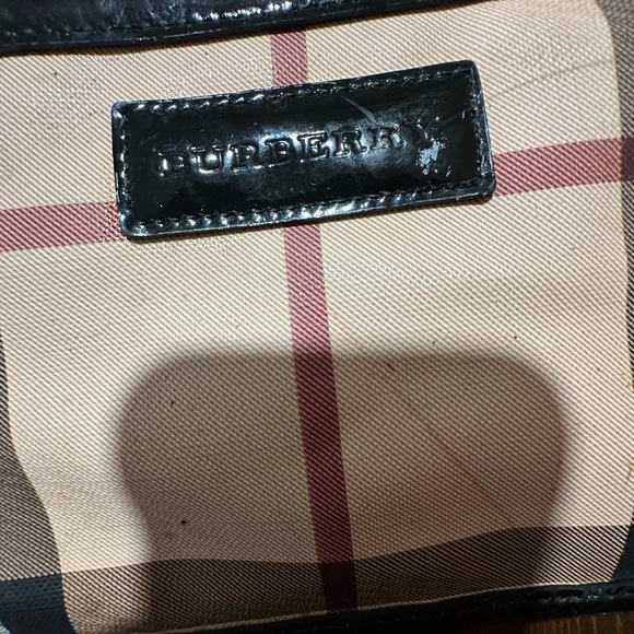 Burberry London Check Canvas Zip Pouch with Black Patent Trim - Picture 11 of 11
